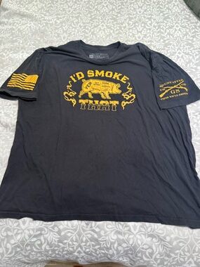 Grunt Style Black T-Shirt with Yellow BBQ Pig Graphic